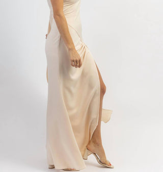 Lena - ONE SHOULDER AND SASH SATIN MAXI DRESS