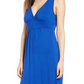 Loveappella V-Neck Jersey Maxi Dress In Blue Mazarine Size Small