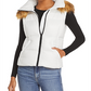 Aqua Women's Faux Fur Trim Hooded Puffer Vest White Size Small