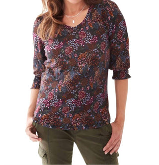 Fdj - Floral Three Quarter Sleeve Top