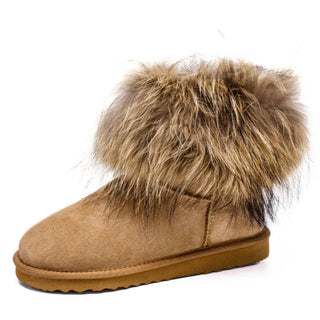 Spring Step Shoes - Women's Shearling Winter Boots With Racoon Fur