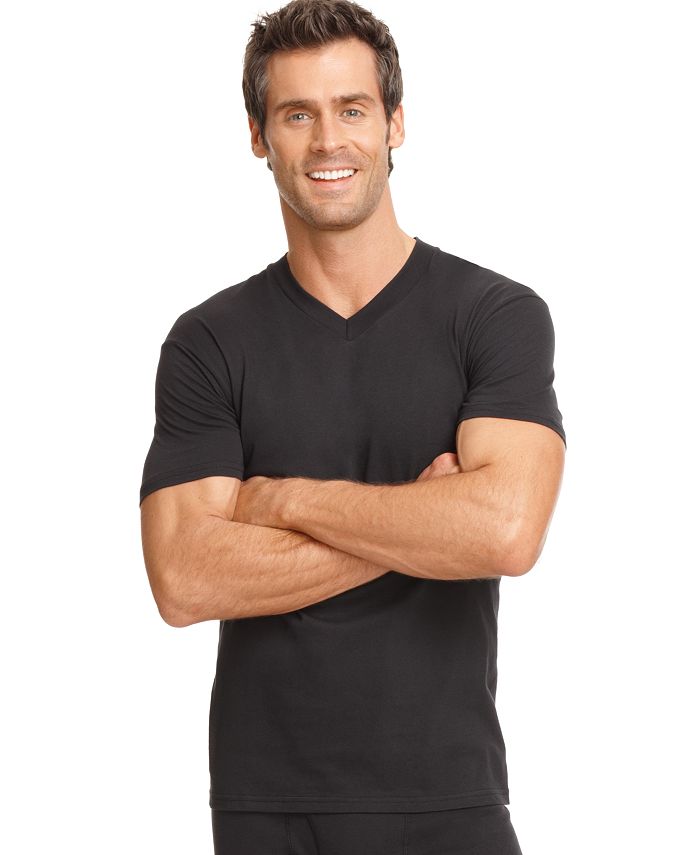 Alfani Men's Underwear Tagless V Neck 3 Pack Undershirt Black Size Medium