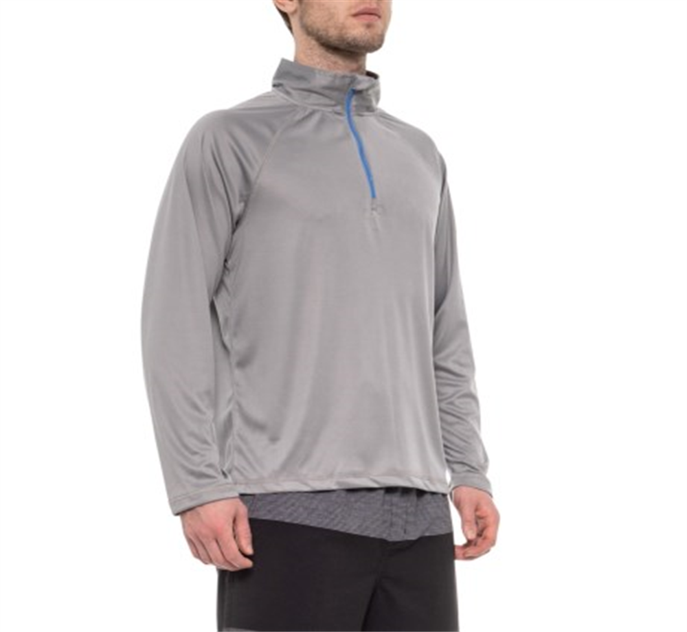 Trunks Men's Frost Solid Swim Shirt Upf 50 Zip Neck Long Sleeve Gray Size Medium