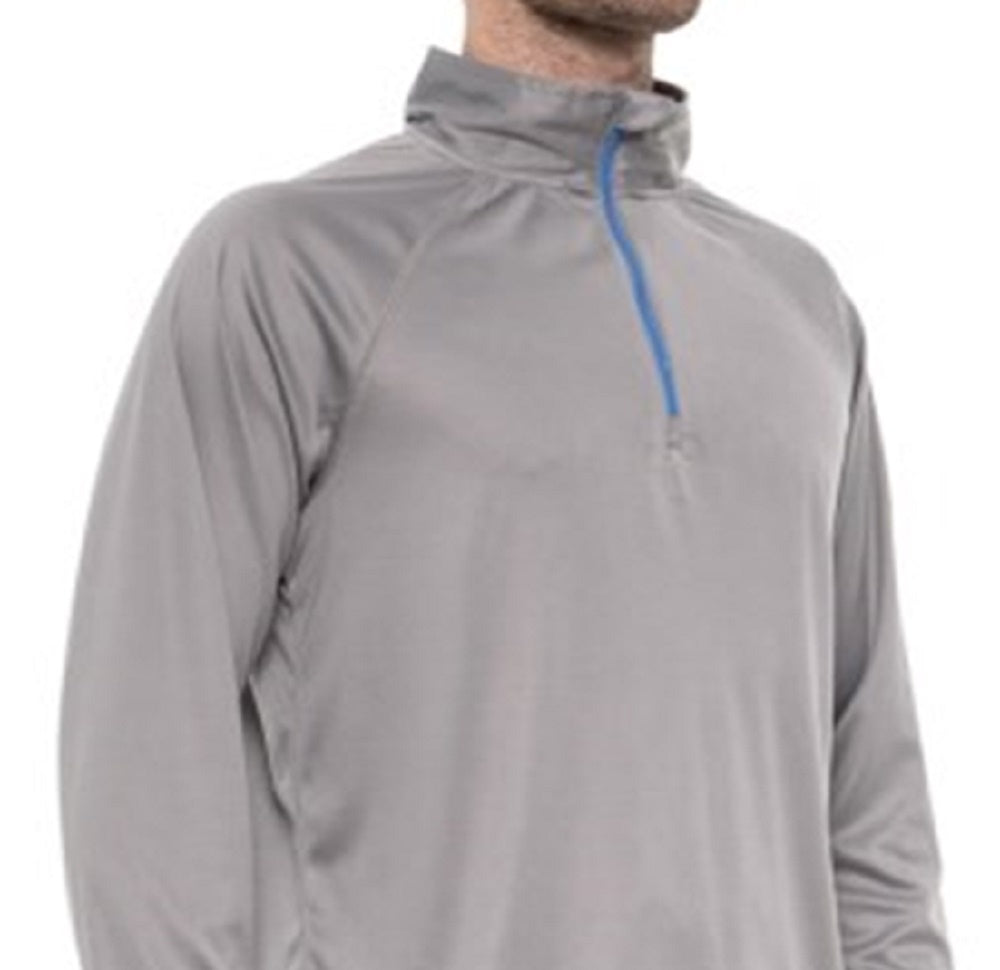 Trunks Men's Frost Solid Swim Shirt Upf 50 Zip Neck Long Sleeve Gray Size Medium
