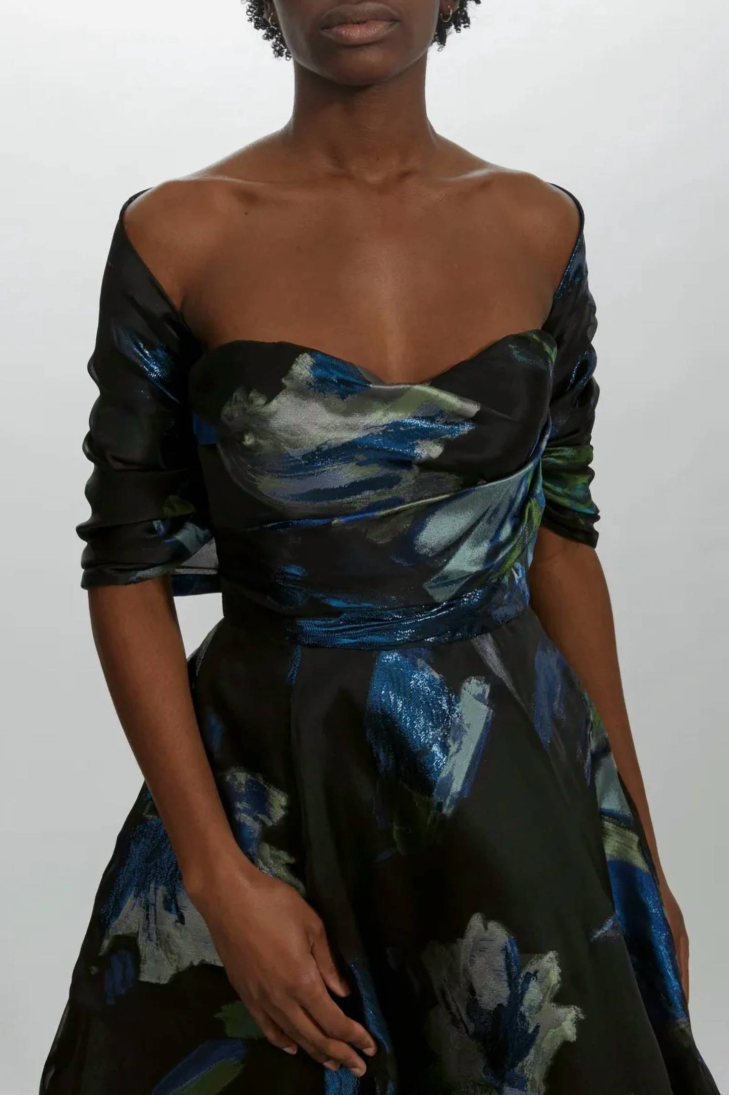 Amsale - Strapless Metallic Jacquard Ball Gown