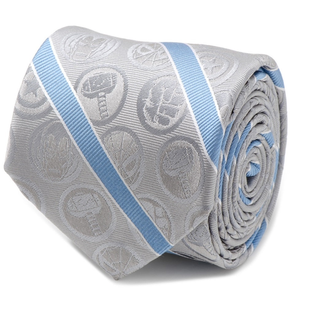Cufflinks Inc. Men's Marvel Comics Stripe Silk Tie Gray Size Regular