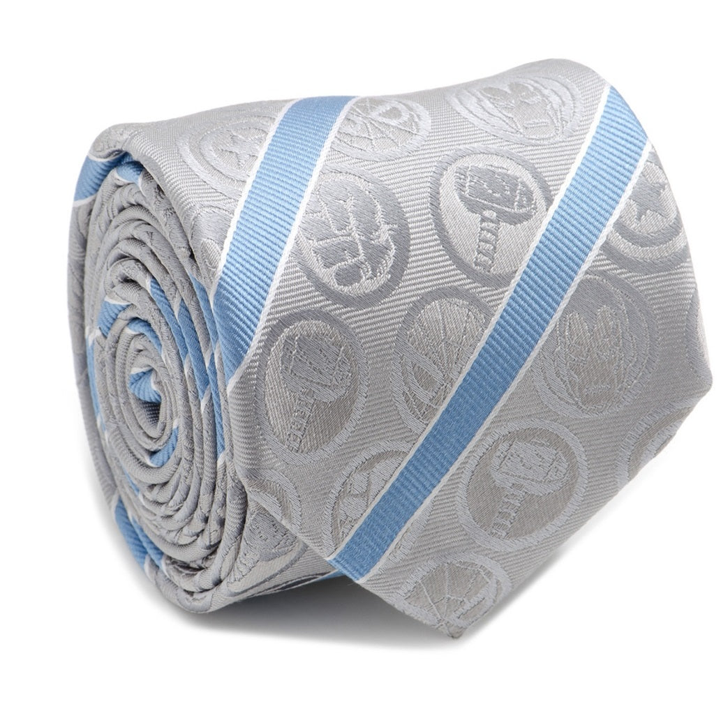 Cufflinks Inc. Men's Marvel Comics Stripe Silk Tie Gray Size Regular
