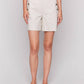 Charlie B - Linen Blend Stretch Shorts With Button Detail