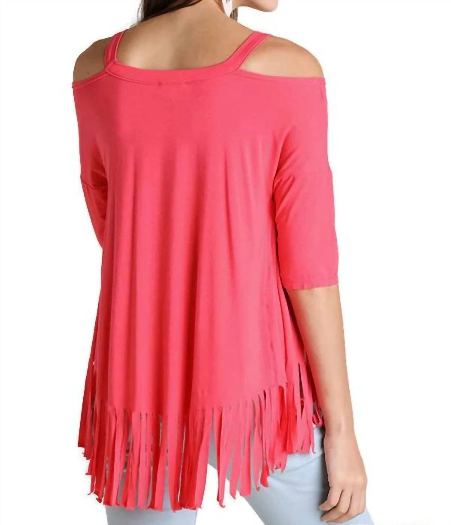 Umgee - Cold Shoulder Fringe Top