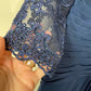 La Femme Ruched Twist Column Gown In Navy Size 10