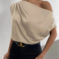 Hiddenbrand - SLANT COLLAR PLEATED ONE SHOULDER BLOUSE