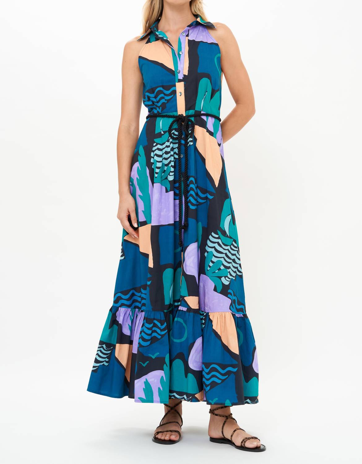 Oliphant - Women's Sleeveless Shirt Dress Maxi