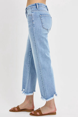 Risen - Mid-Rise Crop Straight Jeans