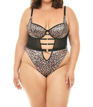 Oh La La Cheri - Journee Leopard Print Teddy - Plus Size