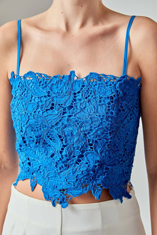 2.7 August Apparel - Lace Crop Fitted Top