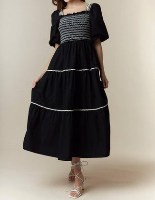 Peach Love - Katie Smocked Fall Midi Dress