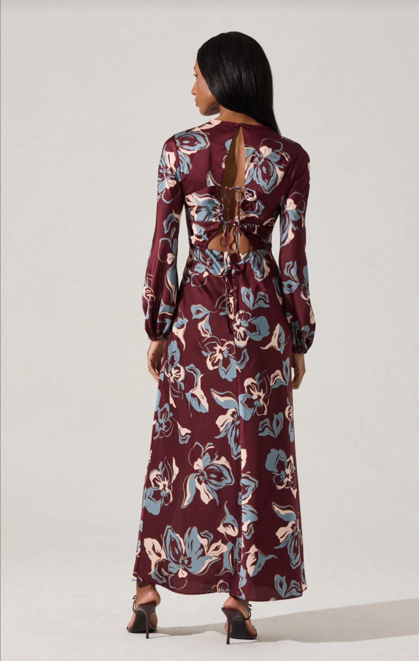 Astr - Elyse Satin Floral Midi Dress