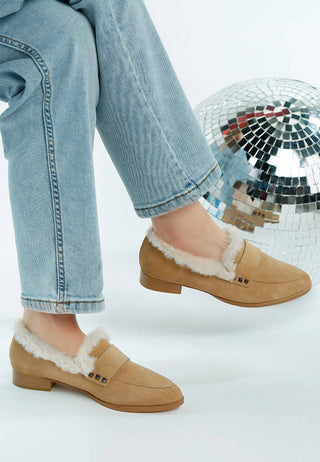 Rag Company - Women's Allie Fur Trim Suede Loafers