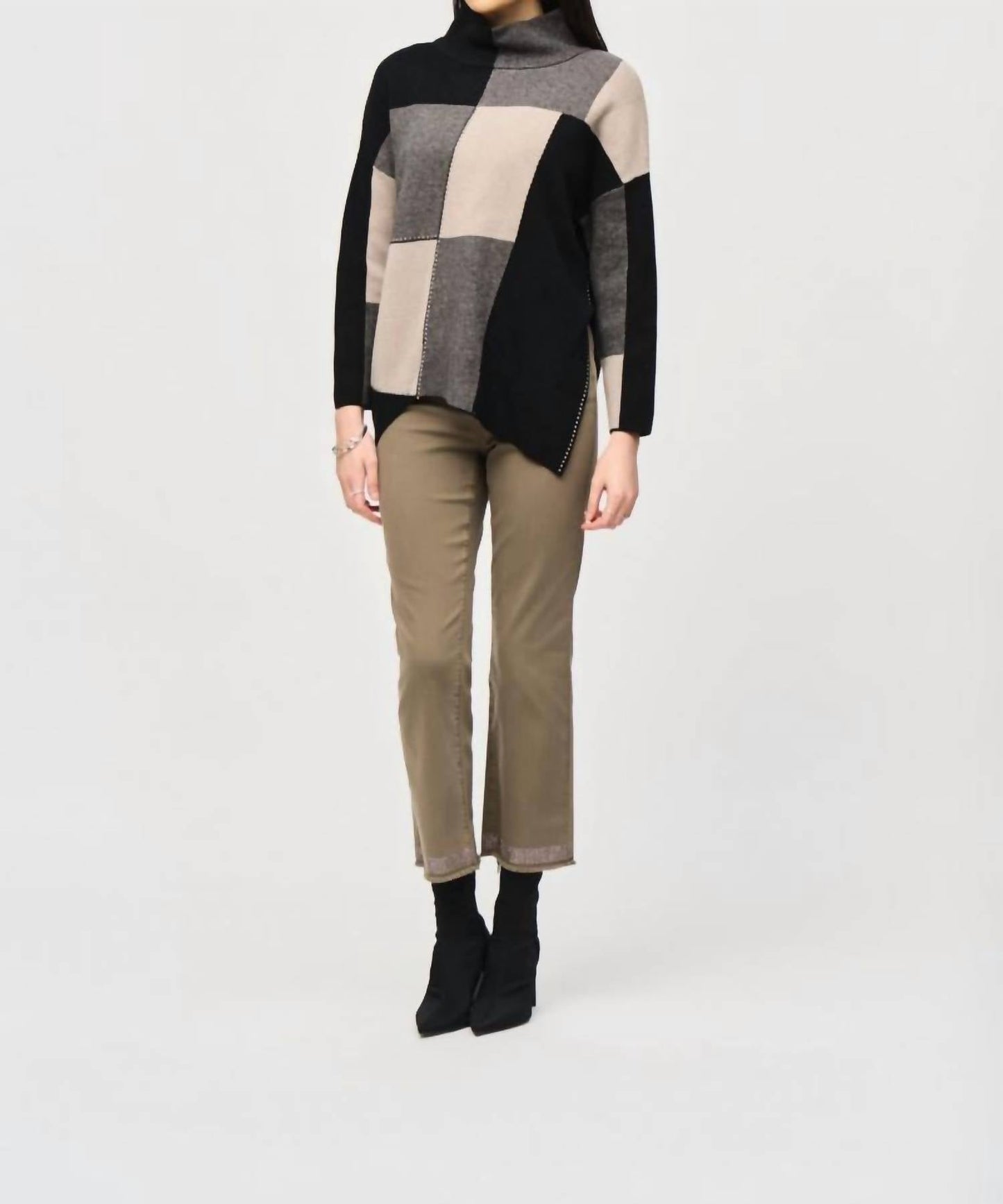 Joseph Ribkoff - Color Block Pullover Mockneck Sweater