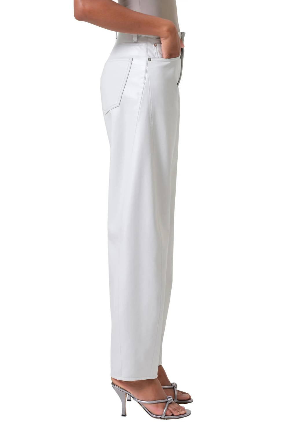 Agolde - Luna High Waist Barrel Leg Leather Blend Pants