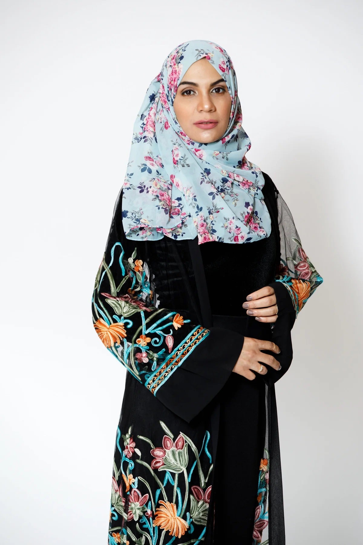 Urban Modesty Women's Mesh MIDI Embroidered Cardigan Black Size X-Large