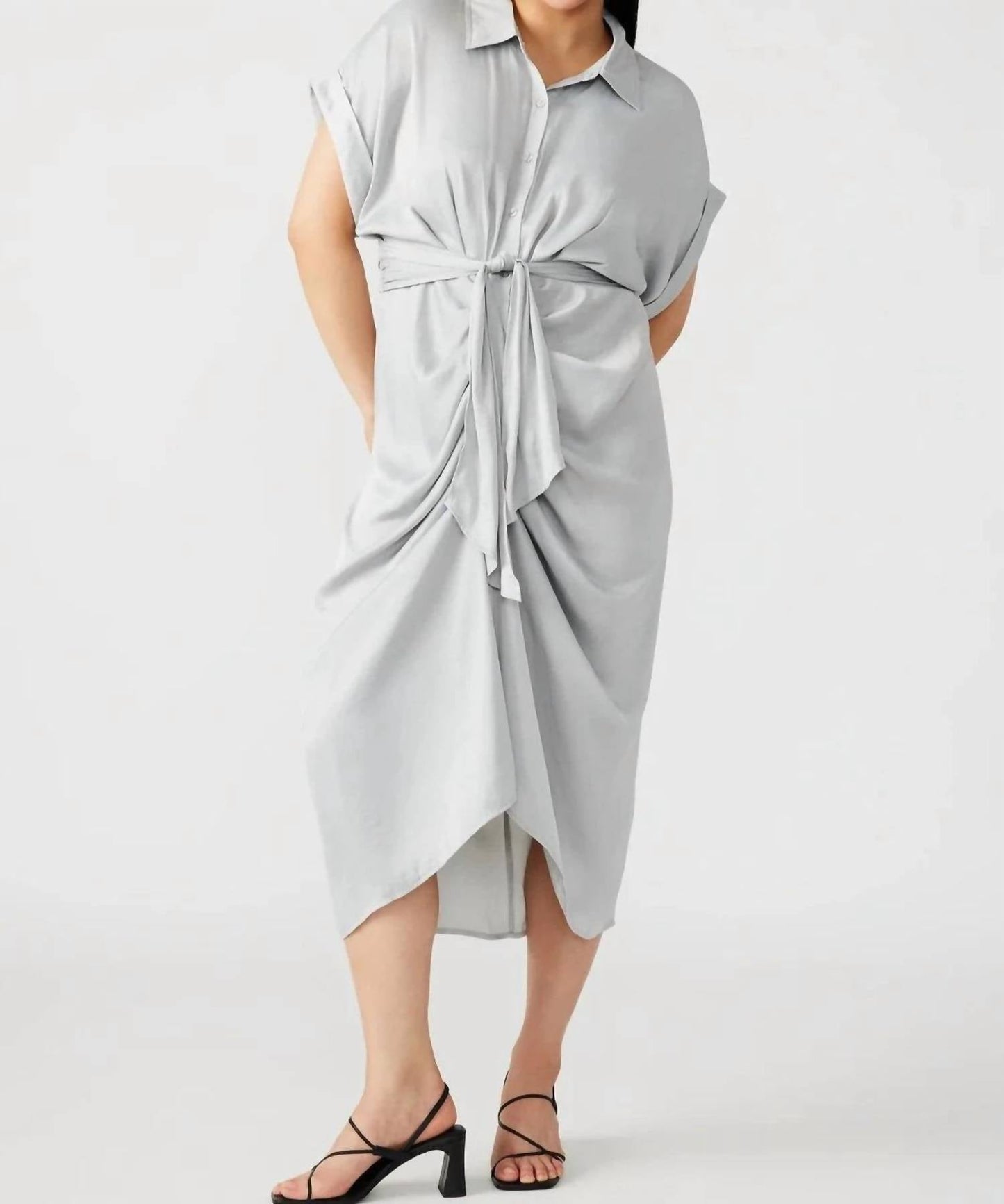 Steve Madden - SATIN TIE WAIST MIDI DRESS