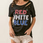 Bibi - Slub Lazer Cut Red White Blue Lettering Tee