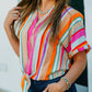 Esqualo - Striped Knit Front Blouse