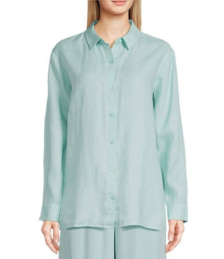 Eileen Fisher - Handkerchief Collar Long Sleeve Button-front Shirt