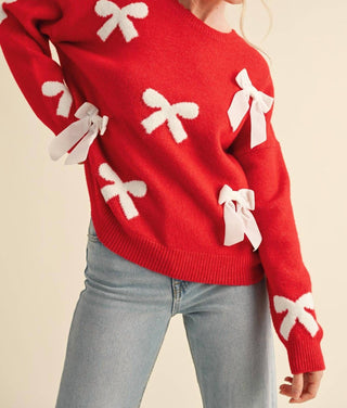 &Merci - Nora Velvet Bow Pattern Sweater
