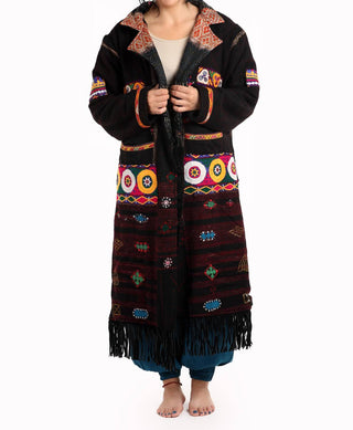 Standawt - Hand-embroidered Patches Merino Wool Coat