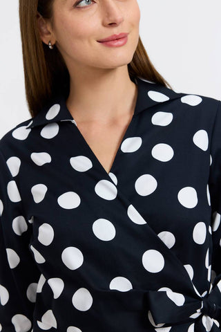 Foxcroft - Women's Salina Polka Dot Three Quarter Sleeve Top