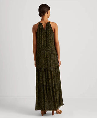 Ralph Lauren - Ocelot-print Crinkle Georgette Halter Dress