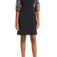 Connected Apparel Embroidered Sleeve Dress in Black, Size 16