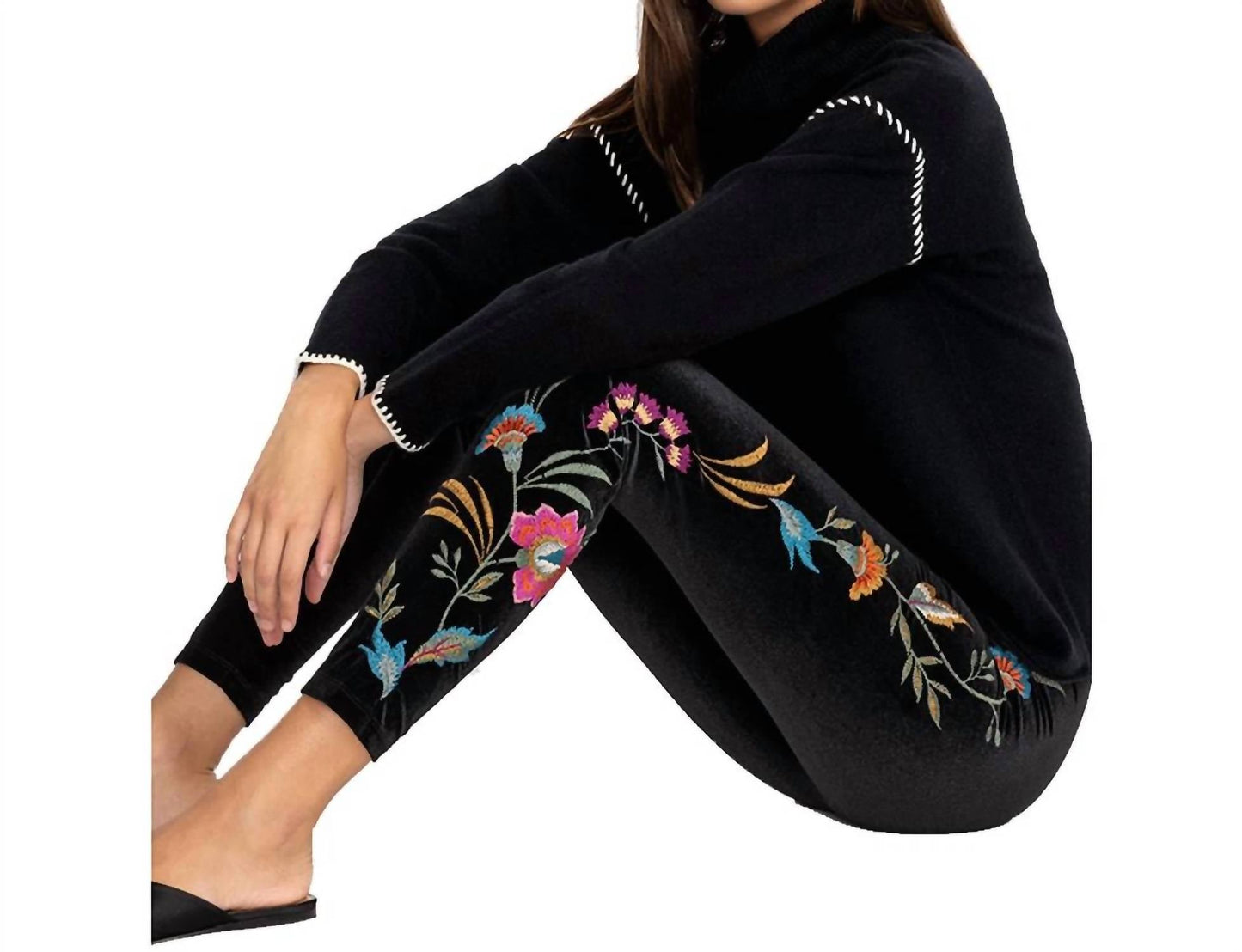 Johnny Was - Sidonia Velvet Floral Embroidery Pant