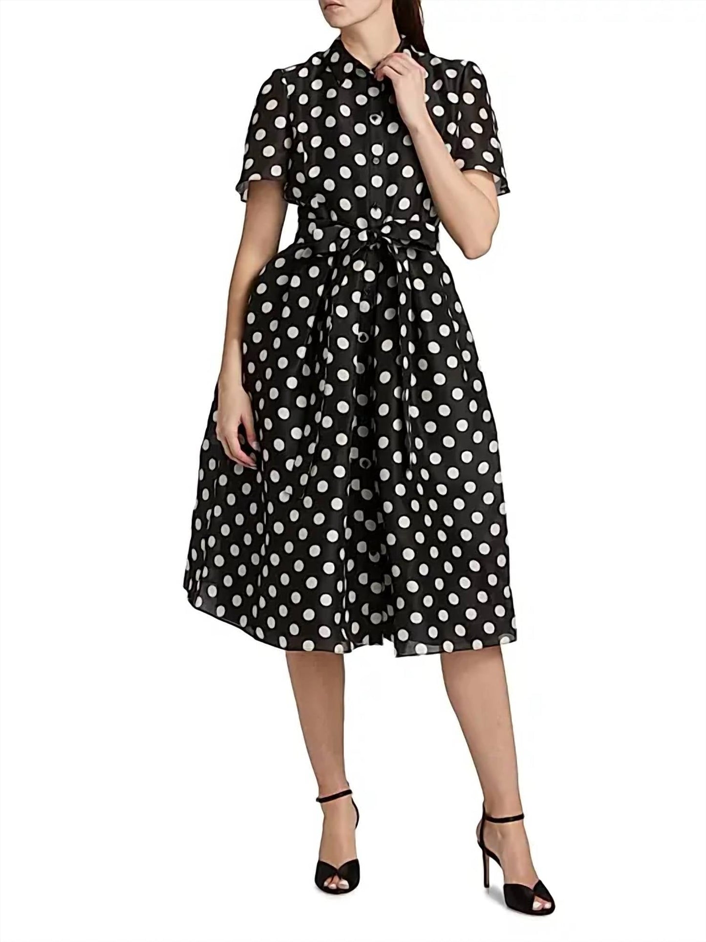 Carolina Herrera - Women's Polka Dot Midi Shirt Dress