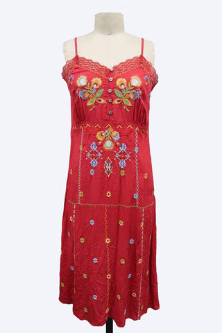 Paparazzi - Women's Viscose Woven Embroidered Slip Dress