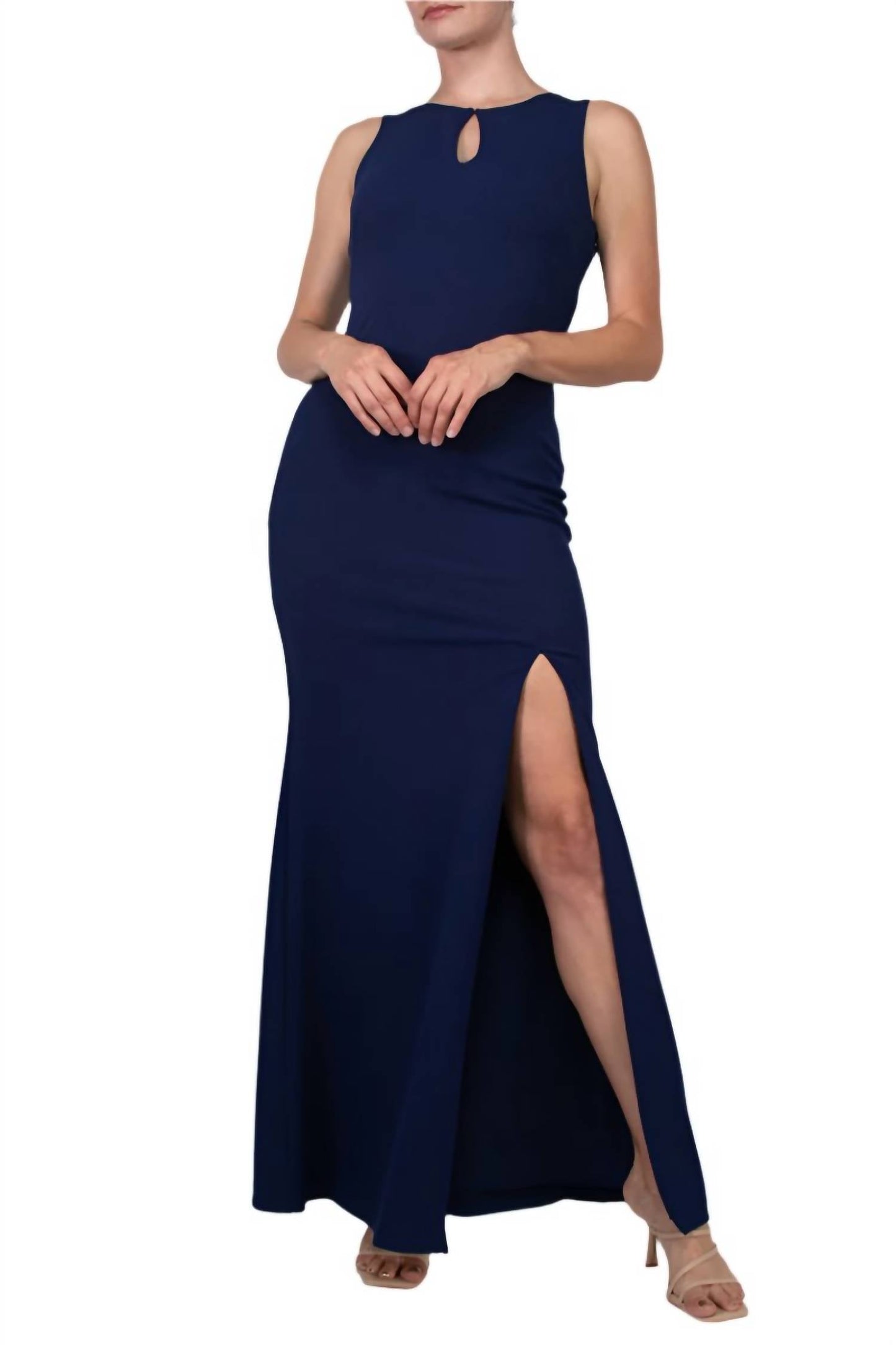 Aidan Mattox - Beaded Sequin Rhinestone Back Stretch Crepe Dress