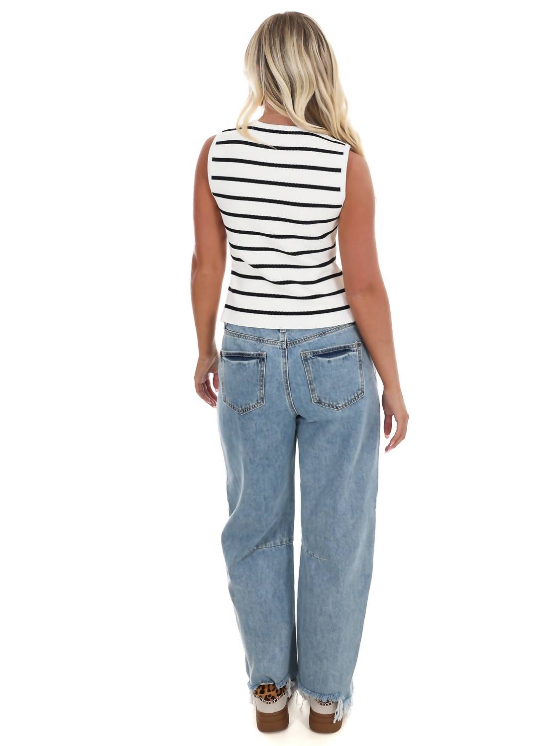 Blue Blush - Striped Comfort Sweater Vest