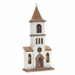 Lighted Natural Wooden Church Display with Rustic Metal Accents