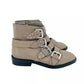 Topshop - Paige Nude Leather Studded Buckle Straps Ankle Boots