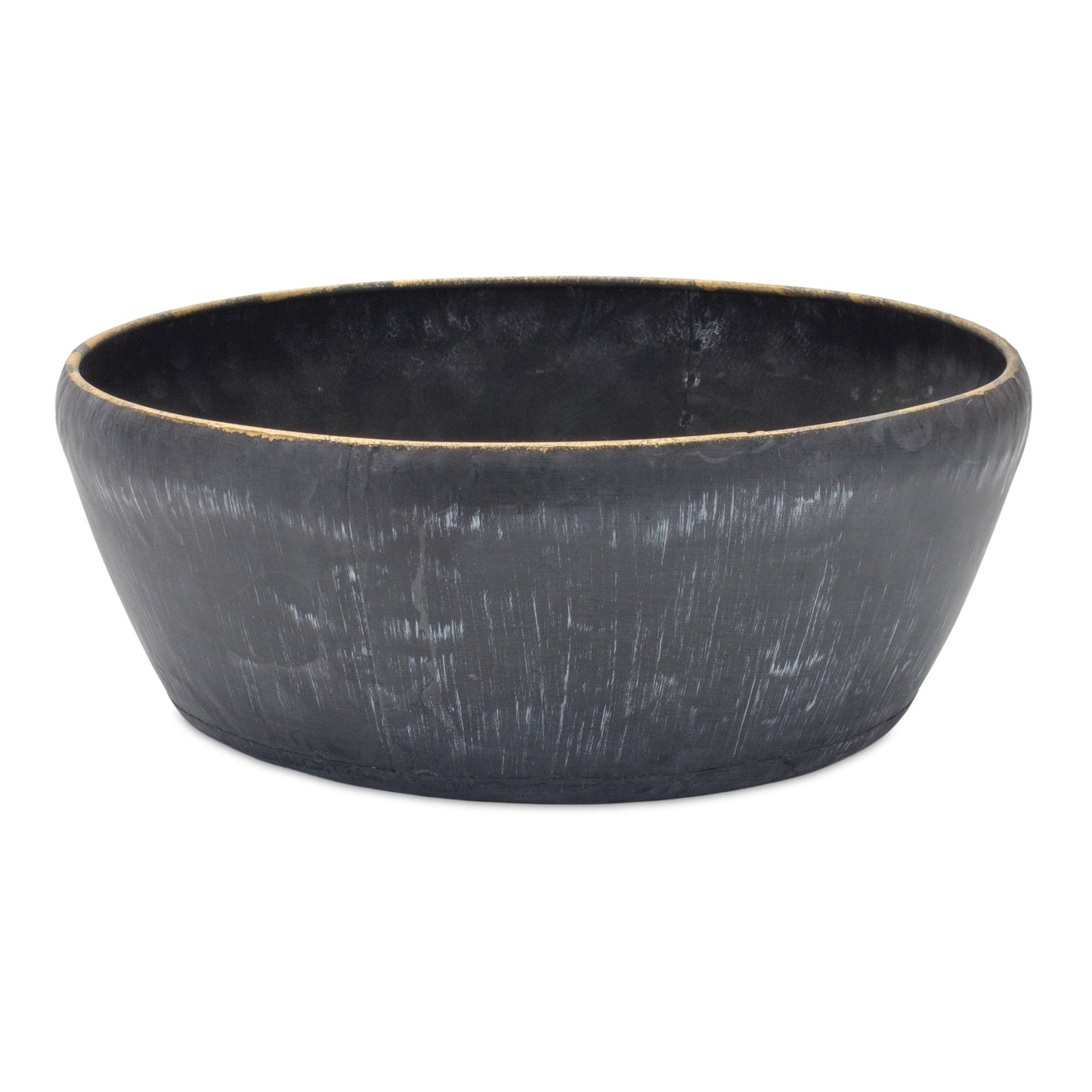 Round Distressed Metal Planter with Gold Accent (Set of 2)