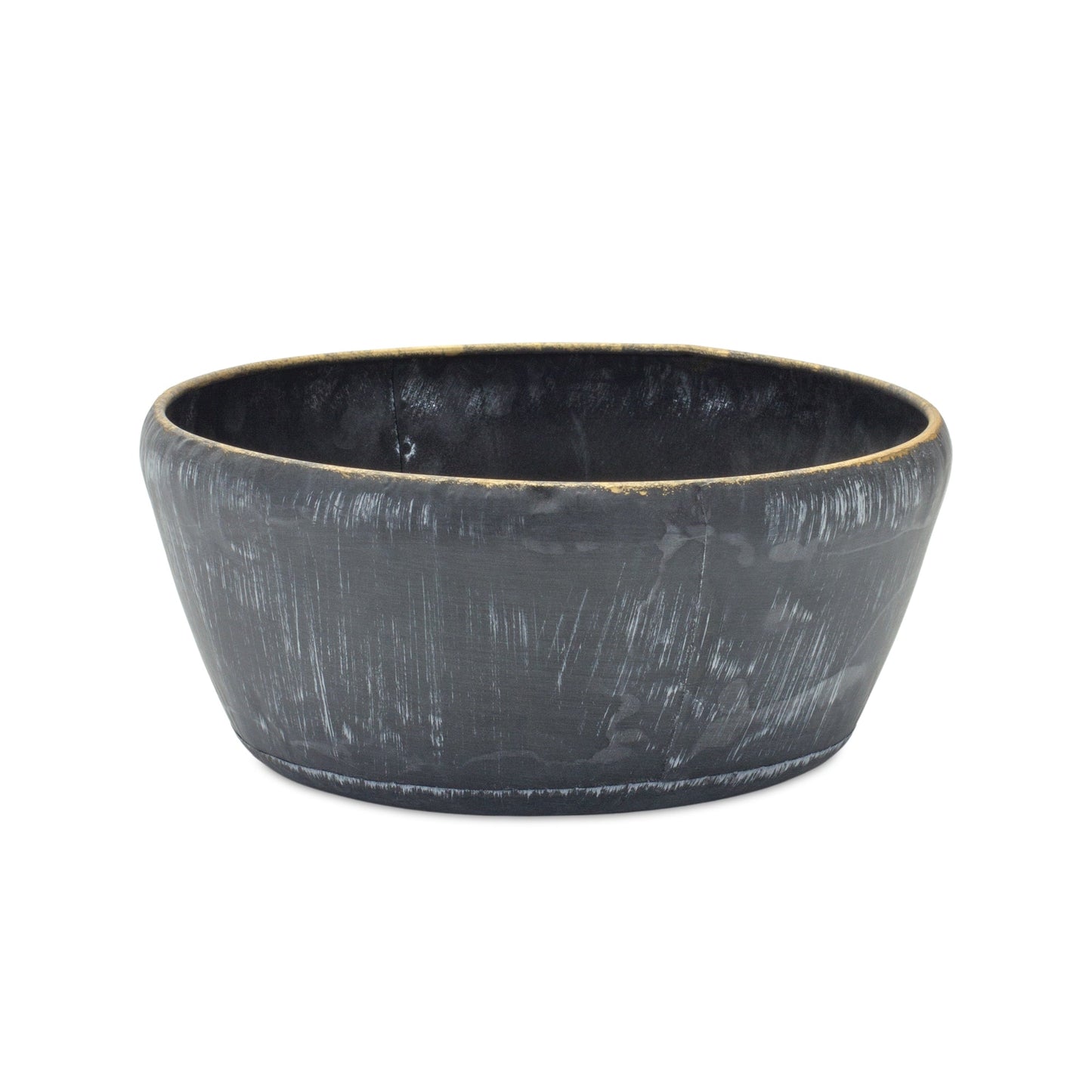 Round Distressed Metal Planter with Gold Accent (Set of 2)