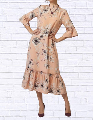 Diva Usa - Floral Ruffle Hem Midi Dress