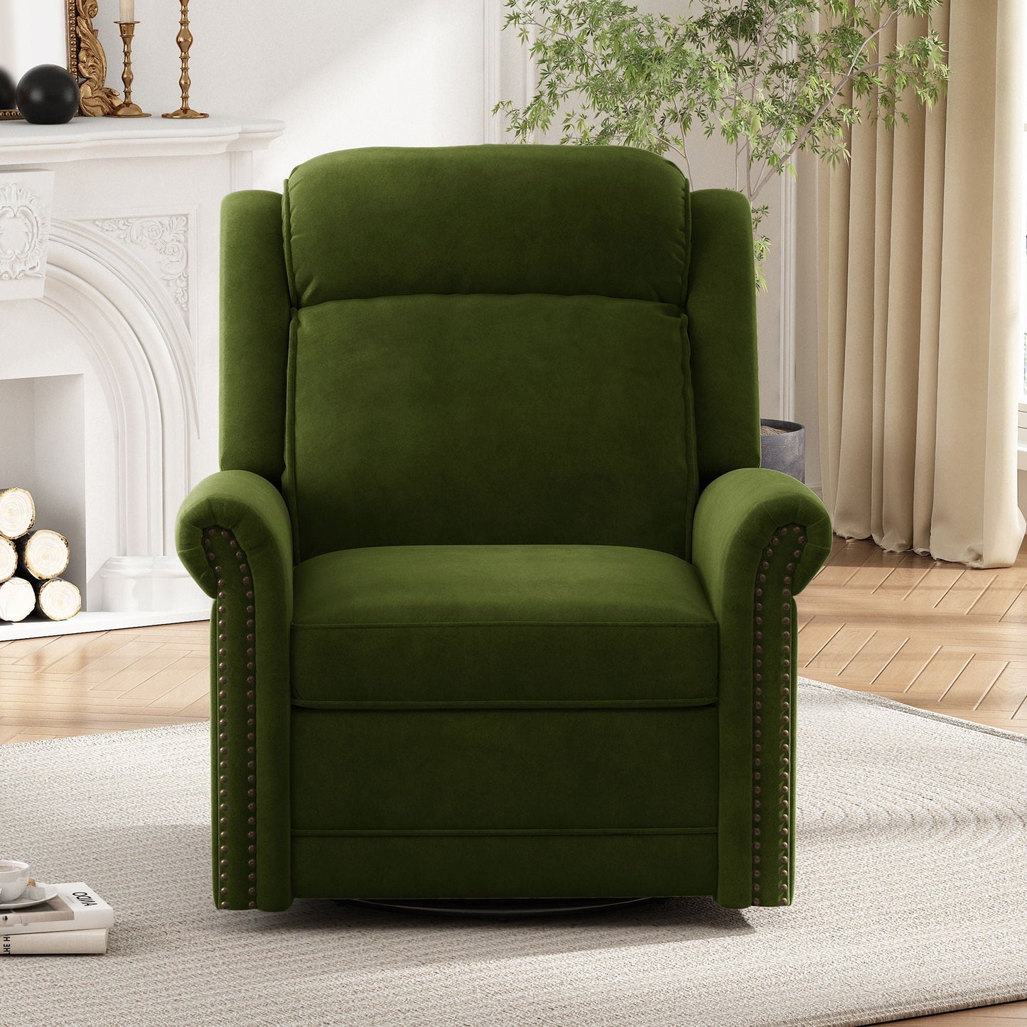 360 Degrees Swivel Manual Rocking Recliner with Adjustable Backrest