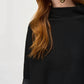Joseph Ribkoff - Faux Leather Trim Funnel Neck Sweater Top