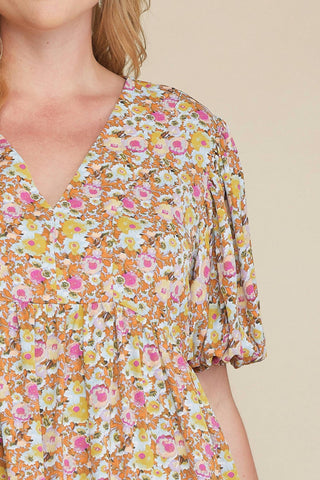 Entro - Floral Puff Sleeve Dress
