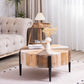 Rustic Manufactured Wood Flower-Shaped Coffee Table with Metal Legs
