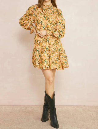 Entro - Floral Print Smocked Dress