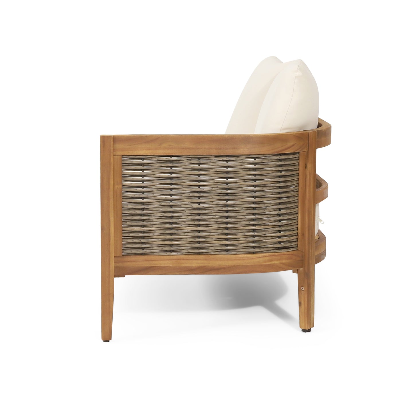 Crowne 4-Pcs Sofa Conversation Set with Beige Cushion, Teak